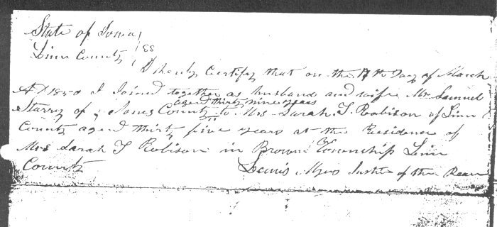 Marriage Application. Linn County, Iowa